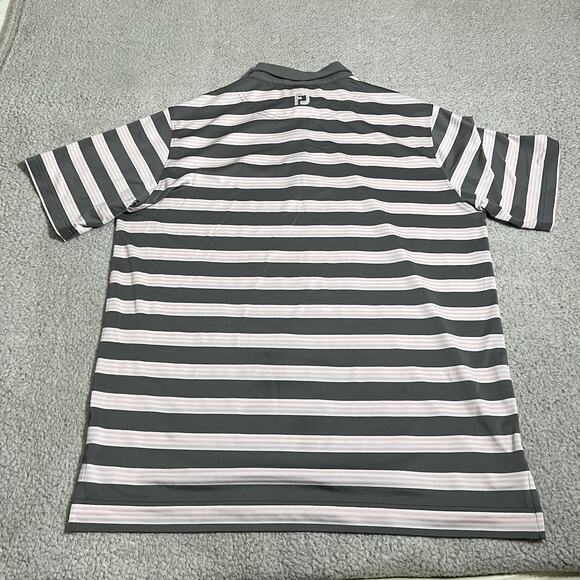 Footjoy Polo Shirt Mens L Stripe Performance Stretch Lightweight Golf Club Logo - Picture 4 of 12